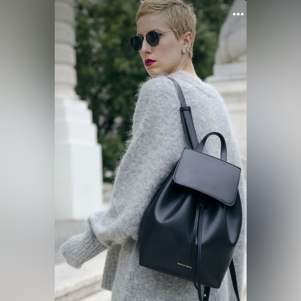 Mansur Gavriel $895 large leather black flamma drawstring backpack